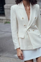 DOUBLE BREASTED TEXTURED WEAVE JACKET