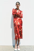 PRINTED SATIN EFFECT DRESS ZW COLLECTION