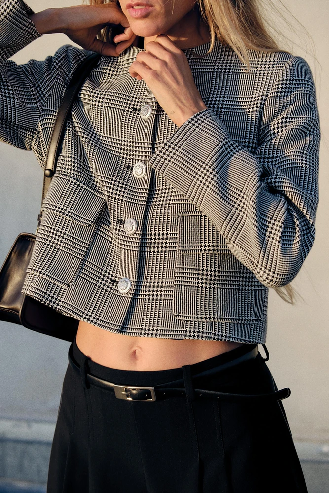 SHORT HOUNDSTOOTH BLAZER