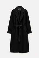 LONG BELTED WOOL BLEND COAT