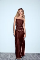 STRAPPY VELVET DRAPED MIDI DRESS