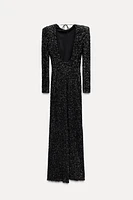 SHOULDER PADS SEQUIN DRESS ZW COLLECTION