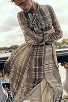 PLAID PRINT MIDI DRESS