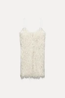 FRINGED MINI DRESS WITH METALLIC THREAD