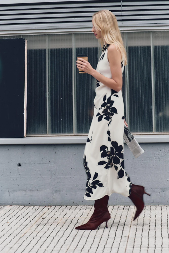 PRINTED MIDI DRESS