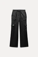 SATIN EFFECT CARGO PANTS