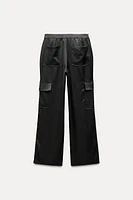 SATIN EFFECT CARGO PANTS