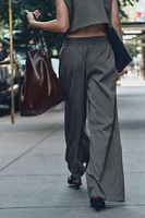 WIDE LEG PINSTRIPE PANTS