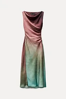 SATIN EFFECT MIDI TIE-DYE DRESS