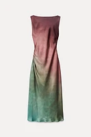 SATIN EFFECT MIDI TIE-DYE DRESS