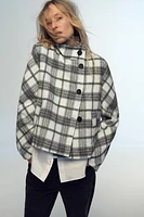 HIGH COLLAR PLAID JACKET