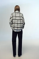 HIGH COLLAR PLAID JACKET