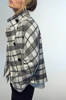 HIGH COLLAR PLAID JACKET