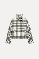 HIGH COLLAR PLAID JACKET