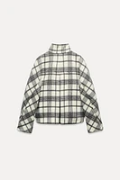 HIGH COLLAR PLAID JACKET