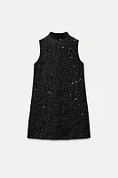 STRUCTURED SEQUINED MINI DRESS