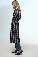 PLAID MIDI SHIRT DRESS