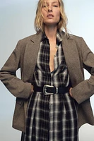 PLAID MIDI SHIRT DRESS