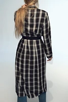 PLAID MIDI SHIRT DRESS