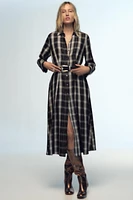 PLAID MIDI SHIRT DRESS