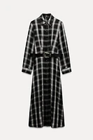 PLAID MIDI SHIRT DRESS