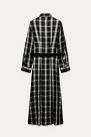 PLAID MIDI SHIRT DRESS