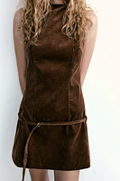 BELTED CORDUROY DRESS