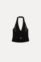 BUTTONED HALTER TOP