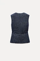 BELTED SEQUIN STRUCTURED VEST