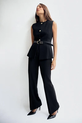 LONG BELTED VEST