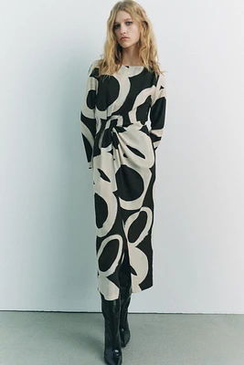 PRINTED MIDI DRESS