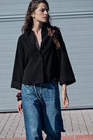 WIDE TURNED UP SLEEVE CREPE SHIRT