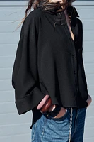 WIDE TURNED UP SLEEVE CREPE SHIRT