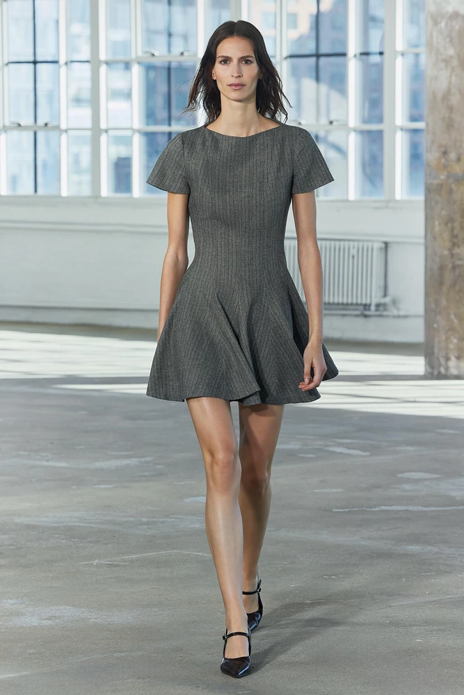 HERRINGBONE GODETS DRESS ZW COLLECTION