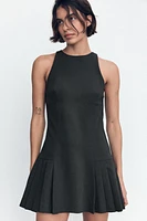 PLEATED HALTER MINI DRESS