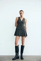 BOX PLEAT STRIPED VEST DRESS