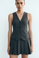 BOX PLEAT STRIPED VEST DRESS