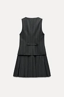 BOX PLEAT STRIPED VEST DRESS