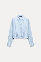 ELASTIC HEM POPLIN SHIRT