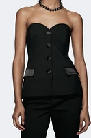 COMBINATION SATIN EFFECT TUXEDO BUSTIER TOP