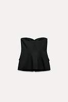 COMBINATION SATIN EFFECT TUXEDO BUSTIER TOP