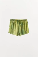 SATIN EFFECT FLORAL PRINT SHORTS