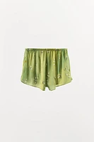 SATIN EFFECT FLORAL PRINT SHORTS