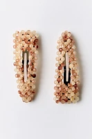 TWO PACK OF BEADED HAIR CLIPS