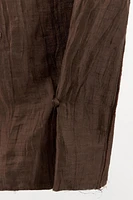 WRINKLED LOOK LINEN BLEND PANTS