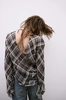 ASYMMETRIC CHECKERED TOP