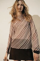 STRIPED DRAPED BLOUSE ZW COLLECTION