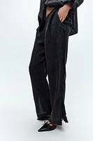 WIDE LEG ZIPPER PANTS