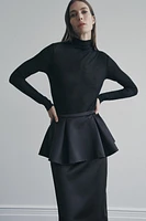 HEAVYWEIGHT SATIN PEPLUM SKIRT