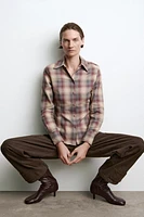 PLAID SHOULDER PAD SHIRT ZW COLLECTION